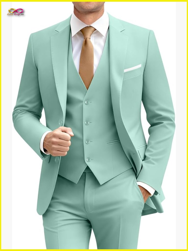 Slim Fit Three Piece Suit Set Modern Formal Business Wedding Blazer Vest Pants